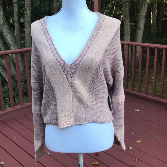 NWT! Free People XS cropped mixed knit sweater